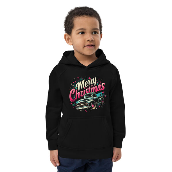 Merry Christmas - Kids Truck Unisex Hoodie | Organic Cotton & Recycled Polyester | Eco-Friendly & Cozy