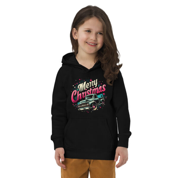 Merry Christmas - Kids Truck Unisex Hoodie | Organic Cotton & Recycled Polyester | Eco-Friendly & Cozy - Image 4