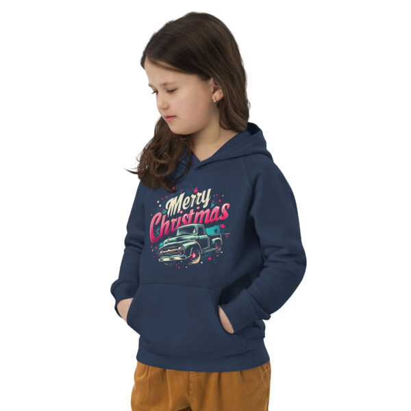 Merry Christmas - Kids Truck Unisex Hoodie | Organic Cotton & Recycled Polyester | Eco-Friendly & Cozy - Image 9