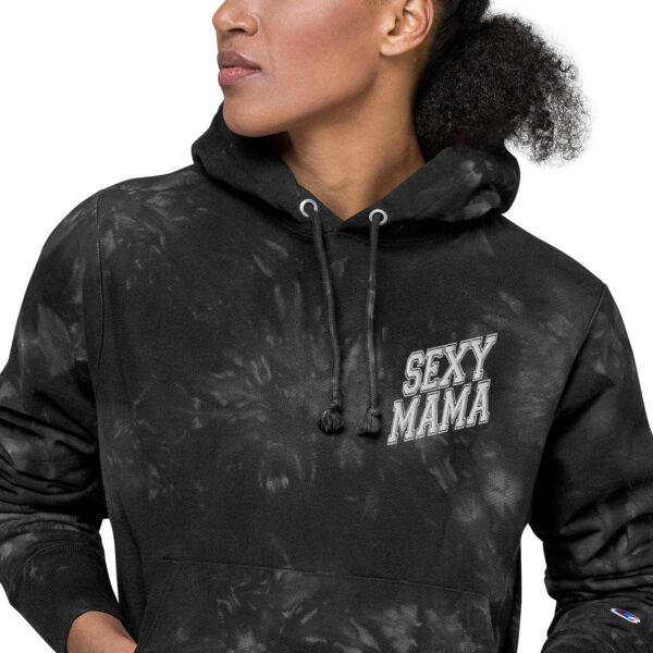 Sexy Mama Champion Tie-Dye Hoodie - Unique Scrunch-Dye Unisex Hooded Sweatshirt, Cotton Blend, Eco-Conscious Fashion - Image 7