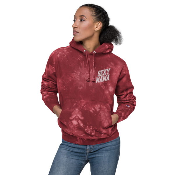 Sexy Mama Champion Tie-Dye Hoodie - Unique Scrunch-Dye Unisex Hooded Sweatshirt, Cotton Blend, Eco-Conscious Fashion