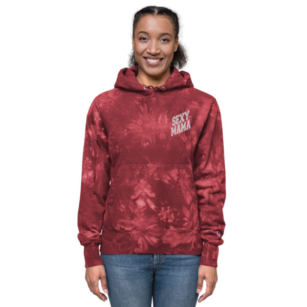 Sexy Mama Champion Tie-Dye Hoodie - Unique Scrunch-Dye Unisex Hooded Sweatshirt, Cotton Blend, Eco-Conscious Fashion - Image 13