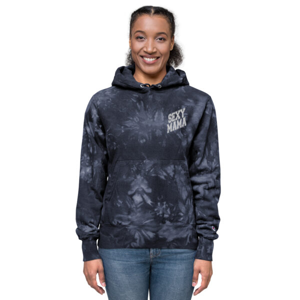 Sexy Mama Champion Tie-Dye Hoodie - Unique Scrunch-Dye Unisex Hooded Sweatshirt, Cotton Blend, Eco-Conscious Fashion - Image 9