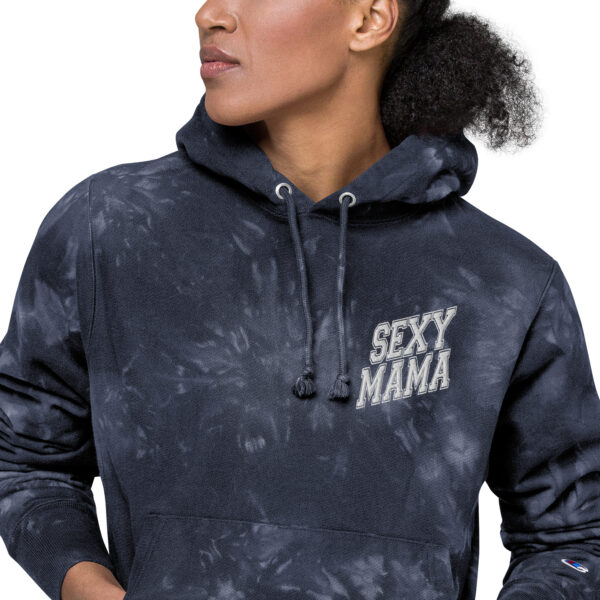 Sexy Mama Champion Tie-Dye Hoodie - Unique Scrunch-Dye Unisex Hooded Sweatshirt, Cotton Blend, Eco-Conscious Fashion - Image 11