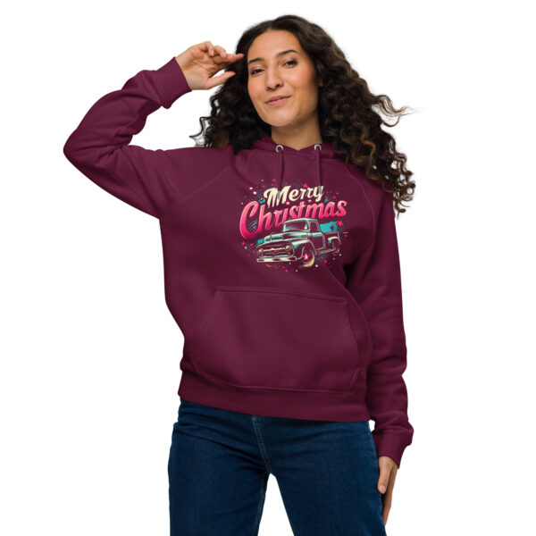 Merry Christmas Unisex Eco Raglan Hoodie | Organic Cotton Blend | Stylish & Comfortable - Image 2